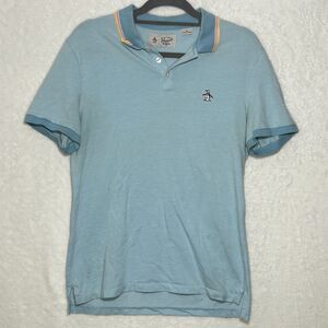 Medium Penguin Original Pique Polo Shirt Mens Blue Tipped Collar Organic Cotton